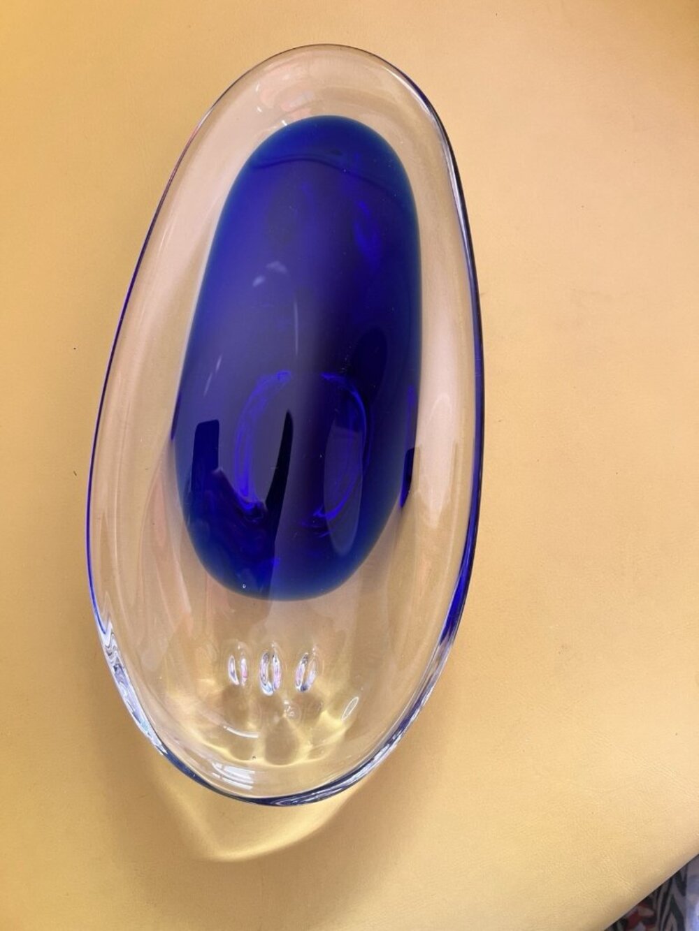 MCM BERANEK Art Glass COBALT Blue Bowl Czech Republic Handmade MidCentury Modern